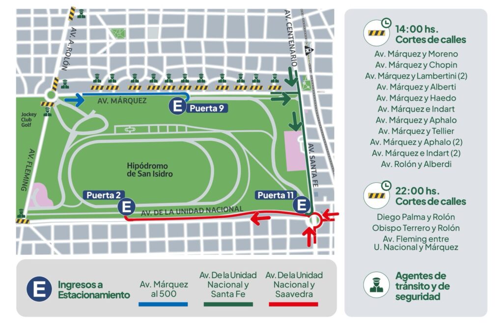 Operativo de tránsito por el recital de Andrea Bocelli en el hipódromo de San Isidro