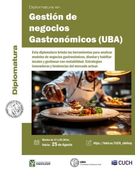 Chivilcoy: Últimos días para inscribirse a la Diplomatura en Gestión de Negocios Gastronómicos