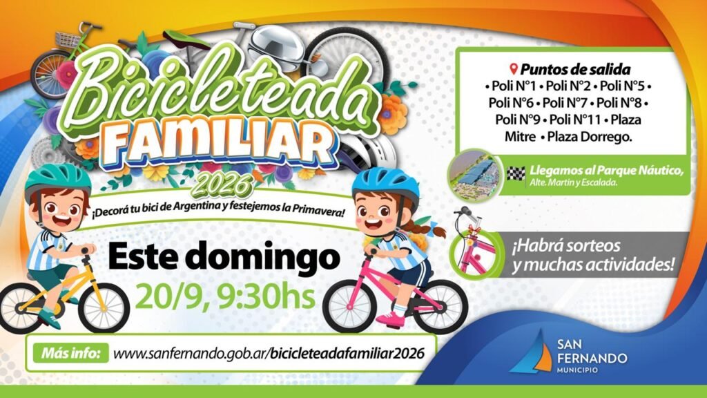 El próximo domingo volverá la Bicicleteada Familiar a San Fernando