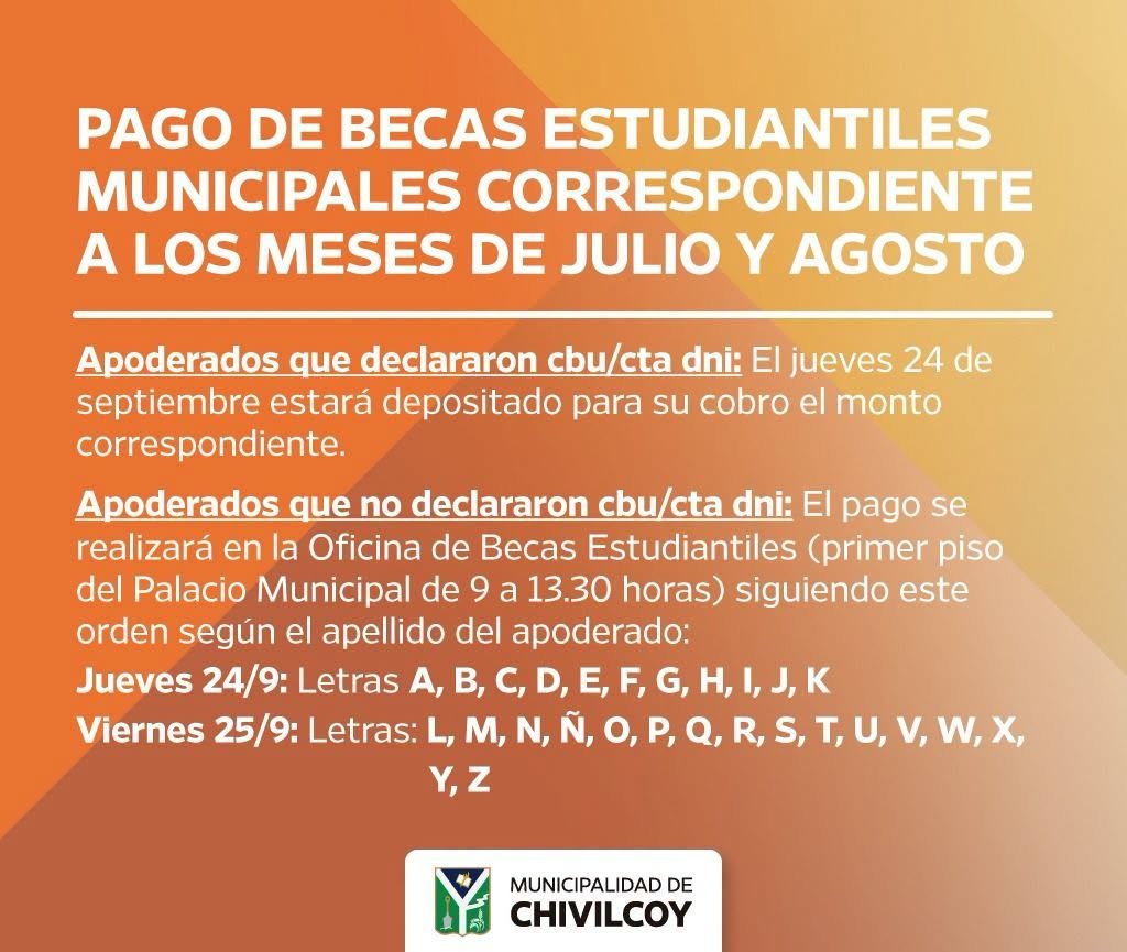 Chivilcoy: Pago de becas a estudiantiles municipales